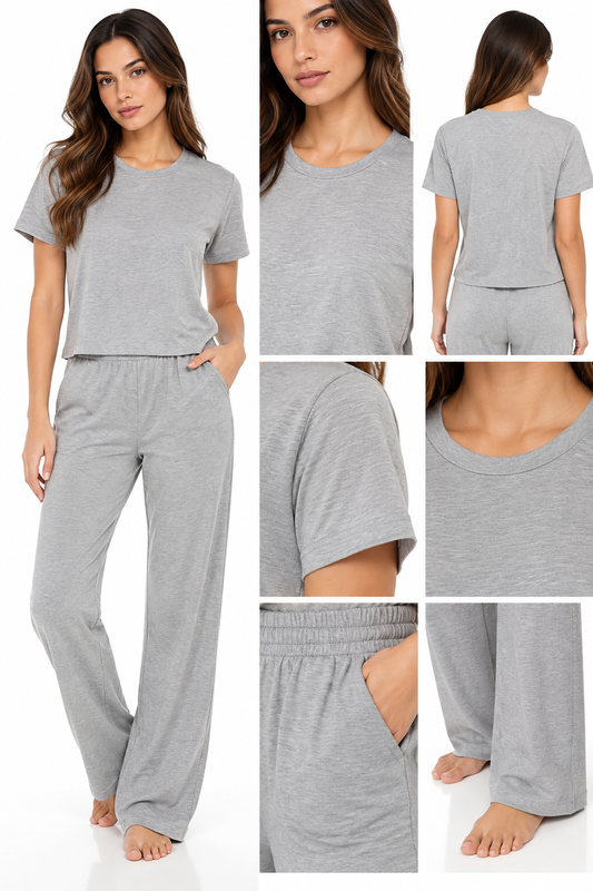 SET PIJAMA DE ALGODÓN DE POLERA Y PANTALONA