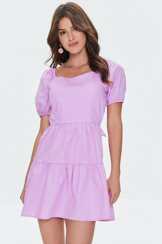 VESTIDO MINI CON MANGAS ABULLONADAS
