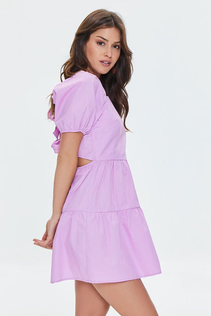 VESTIDO MINI CON MANGAS ABULLONADAS