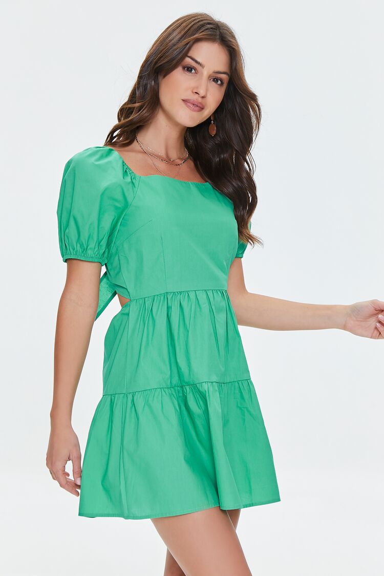 VESTIDO MINI CON MANGAS ABULLONADAS