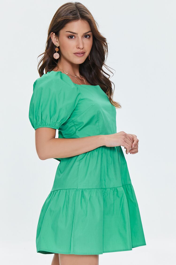 VESTIDO MINI CON MANGAS ABULLONADAS