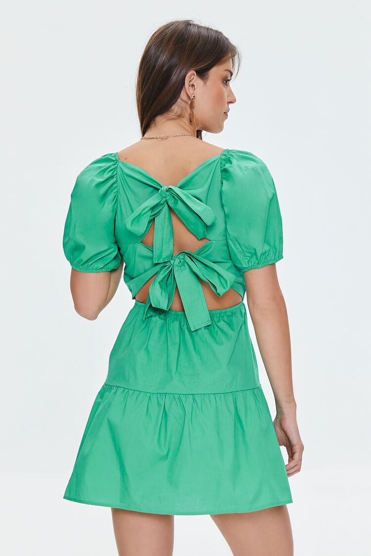 VESTIDO MINI CON MANGAS ABULLONADAS