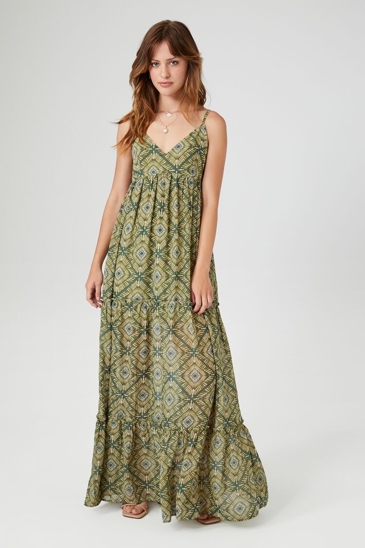 VESTIDO MAXI DE FALDA AMPLIA CON ESTAMPADOS