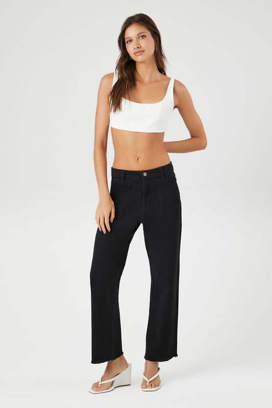 PANTALON WIDE-LEG CON DESHILACHADO EN EL BOTA PIE