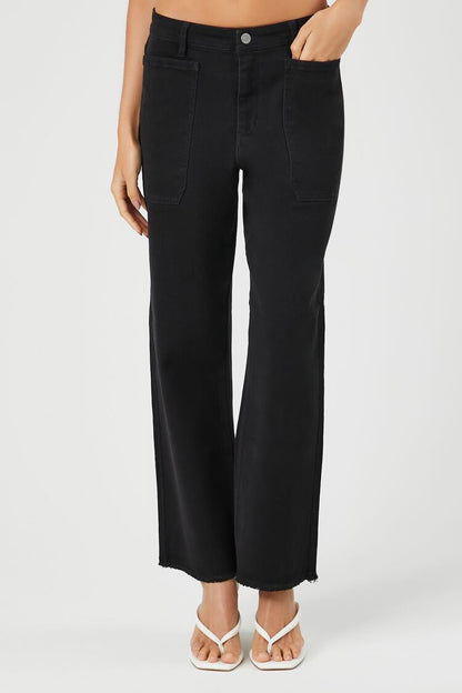 PANTALON WIDE-LEG CON DESHILACHADO EN EL BOTA PIE