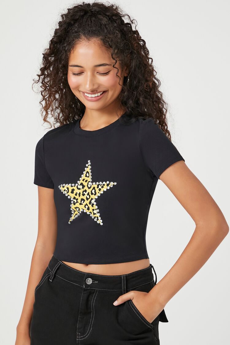 POLERA BABY TEE CON LOGO "ESTRELLA ANIMAL PRINT"