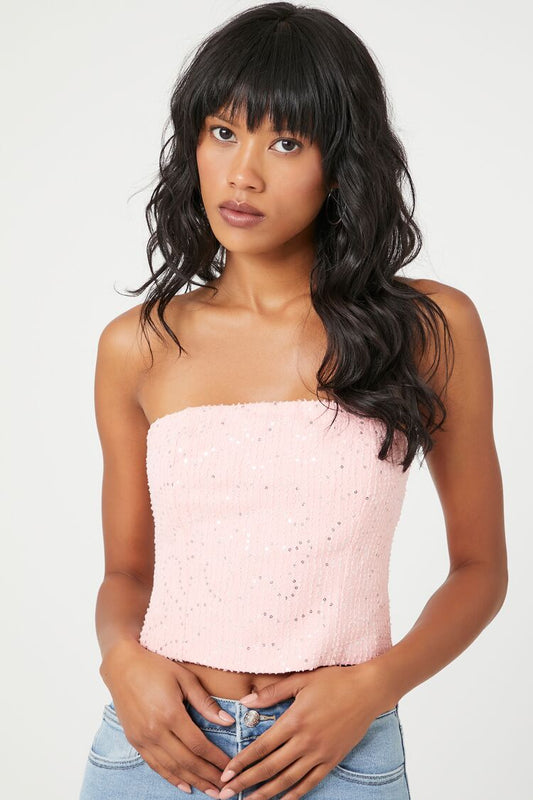 CROP TOP STRAPLESS CON LENTEJUELAS