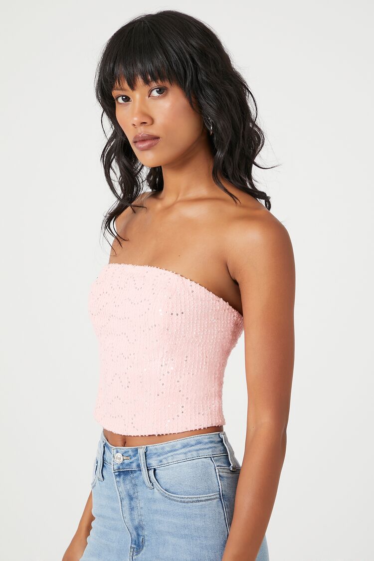 CROP TOP STRAPLESS CON LENTEJUELAS