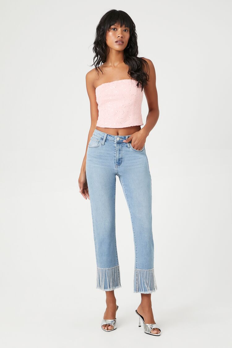 CROP TOP STRAPLESS CON LENTEJUELAS