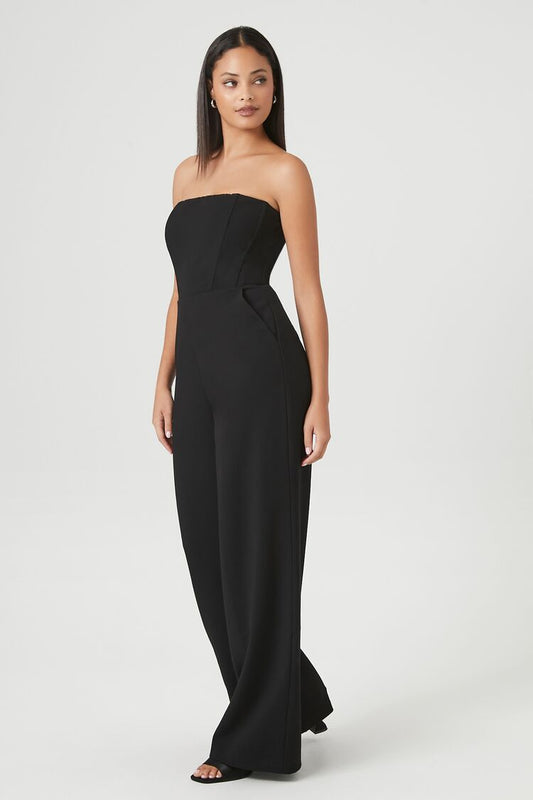JUMPSUIT STRAPLESS CON DETALLE DE TRENZAS EN LA ESPALDA