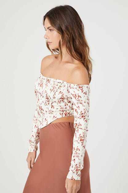 CROP TOP DE SATIN Y ESCOTE OFF-SHOULDER
