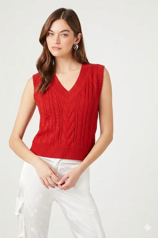 CHALECO TEJIDO CON ESCOTE EN V