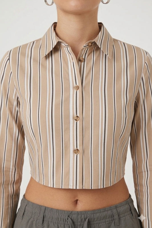 CAMISA CROPPED MANGALARGA CON LINEAS