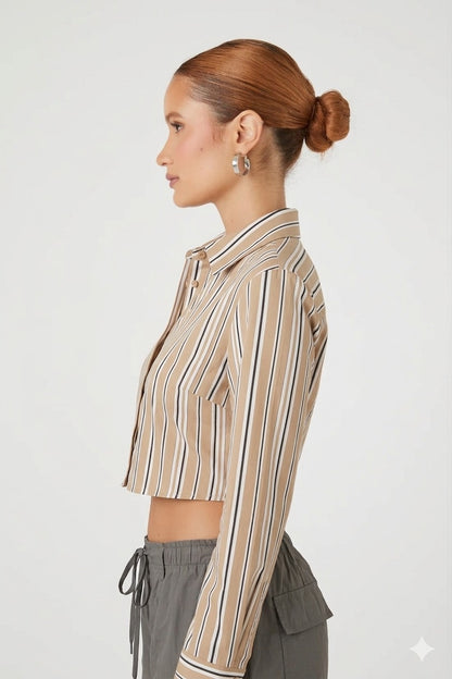 CAMISA CROPPED MANGALARGA CON LINEAS
