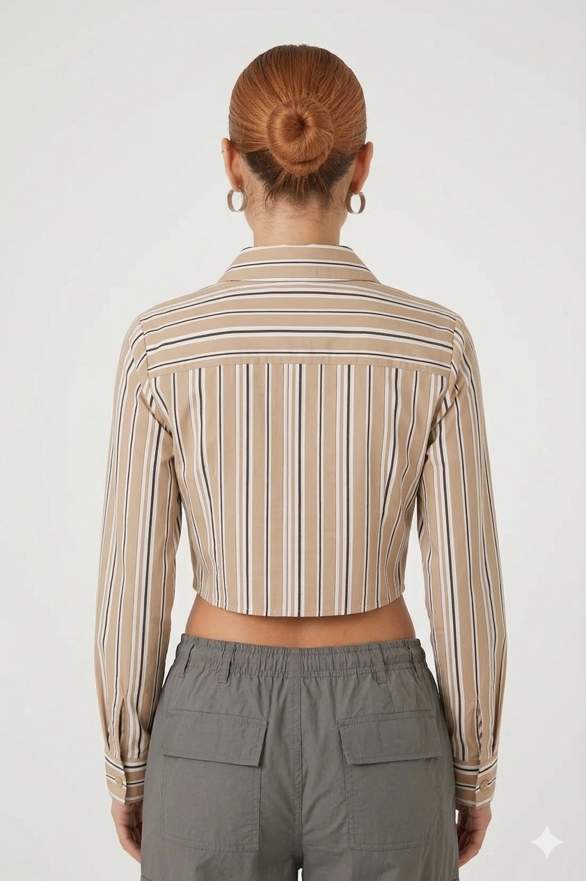 CAMISA CROPPED MANGALARGA CON LINEAS
