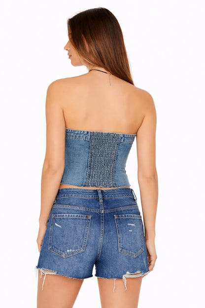 TOP DENIM STRAPLESS