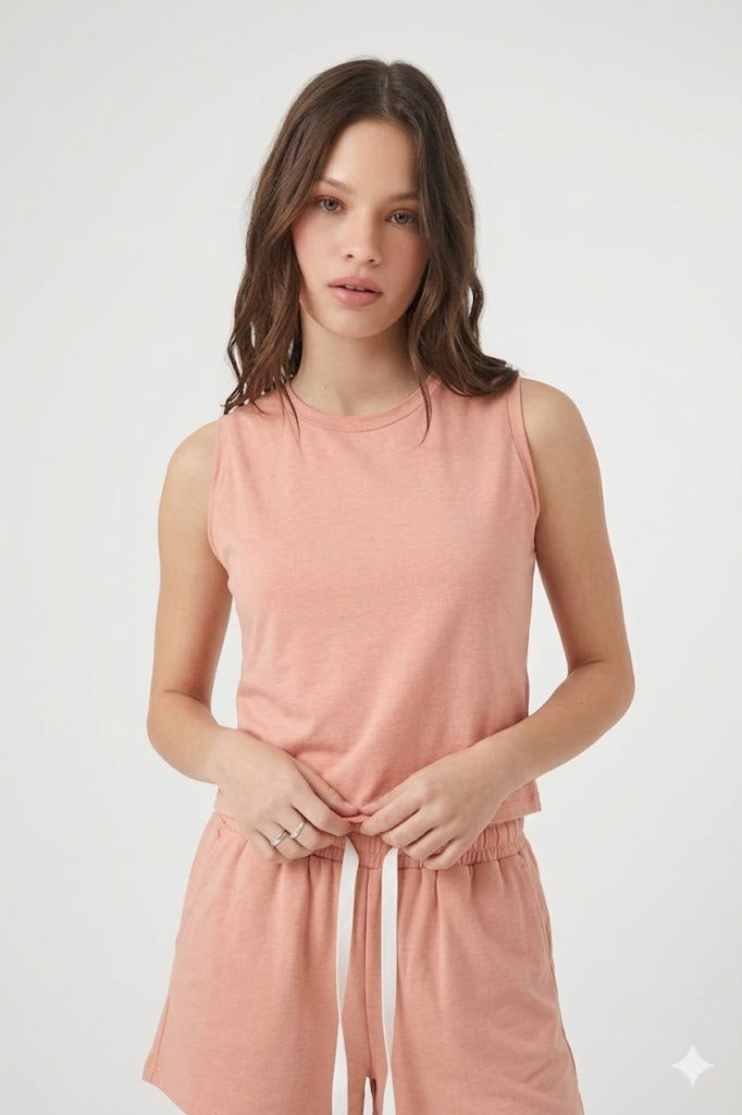 SET DE PIJAMA DE ALGODÓN CON TOP MANGACERO Y SHORT