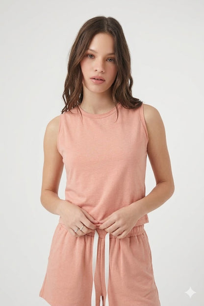 SET DE PIJAMA DE ALGODÓN CON TOP MANGACERO Y SHORT