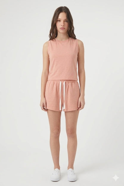 SET DE PIJAMA DE ALGODÓN CON TOP MANGACERO Y SHORT